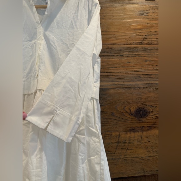 English Factory White Pleated Mini Dress with Cuffed Sleeves - Picture 7 of 8